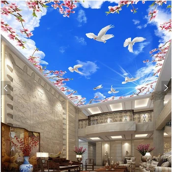 бейбехан Пользовательские обои 3D фотообои голубь цветы голубое небо потолочные фрески гостиная спальня потолок 3D дизайн обоев