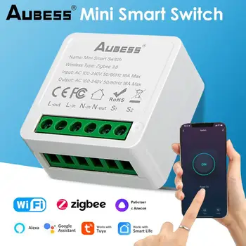 Aubess Wifi Mini Smart Switch Zigbee Беспроводные Выключатели Света 16A Smart Home Control С Tuya Smart Life Alexa Alice Google Home