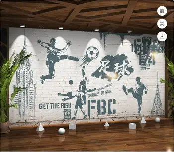 Изготовленная на заказ фреска 3d обои Кирпичная стена фон футболиста украшение дома фотообои для стен трехмерная гостиная