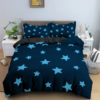Комплект постельного белья с 3D Луной и звездами, пододеяльник с цифровой печатью и наволочка, детское одеяло Twin Full, подарки королевского размера.