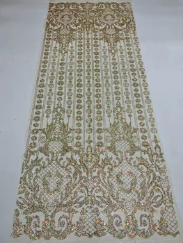 Сетчатая кружевная ткань в нигерийском стиле с блестками ручной работы Africa 2022, высококачественное роскошное тюлевое кружево из бисера для пошива свадебного вечернего платья