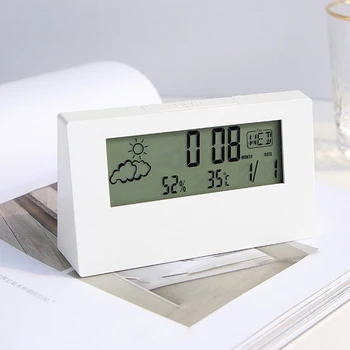 Электрический ЖК-настольный Будильник, Украшение дома, Часы с температурой и влажностью, Креативный Погодный дисплей, Мини-Прикроватный будильник