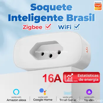 16A бразильский стандарт Tuya умный дом Zigbeei / Wi-Fi plug seat статистика учета электроэнергии приложение для дистанционного управления голосовой синхронизацией