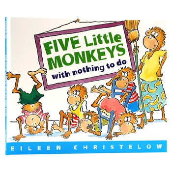 Пять маленьких обезьянок, которым нечего делать, Детские книжки для детей 3 4 5 6 лет, английская книжка с картинками, 9780618040322