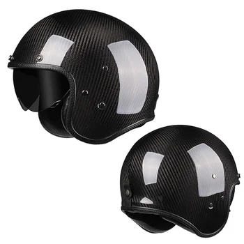 Мотоциклетный шлем в японском стиле из углеродного волокна в стиле Ретро, гоночный мотоцикл, 3/4 реактивный шлем, Casco, шлем Moto Capacete, Внутренний козырек