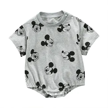 Детский комбинезон с коротким рукавом Mickey, Детская Цельная одежда, Летняя Одежда Унисекс для новорожденных, Комбинезоны для маленьких девочек и мальчиков