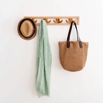 Вешалка для сумок Простая креативная вешалка для одежды Крючок из цельного дерева для хранения одежды Складной Дизайн Безопасный материал Настенные вешалки