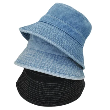 Винтажная джинсовая панама Унисекс, пляжные шляпы от солнца, Весенне-летняя шляпа рыбака для женщин, Настраиваемый логотип