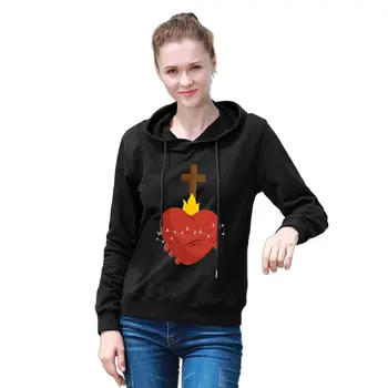 Женская толстовка с капюшоном Burning Heart Cross Faith, хлопковые забавные толстовки с капюшоном, пуловеры для отдыха, рубашки с длинным рукавом Оверсайз