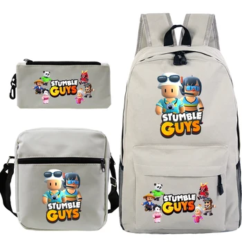Мультяшный рюкзак Stumble Guys, 3 комплекта детских повседневных школьных сумок, сумка для книг для мальчиков и девочек, детский рюкзак, школьный рюкзак Stumble Guys.