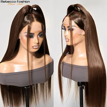 Коричневый парик с кружевом спереди Парики из человеческих волос для женщин 13x5 HD Прозрачные волосы с кружевом спереди длиной 30 дюймов Прямые шоколадно-коричневые волосы Remy