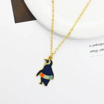 Ожерелье с подвеской в виде голубого пингвина, милые животные, круг для плавания в виде пингвина, модное ожерелье, вечерние украшения, подарок для женщин