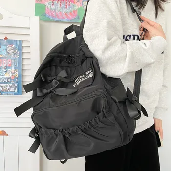 Дизайн женских рюкзаков с несколькими карманами и вышивкой буквами, повседневная сумка-тоут High Street Harajuku, рюкзак большой емкости для подростков, дорожная сумка