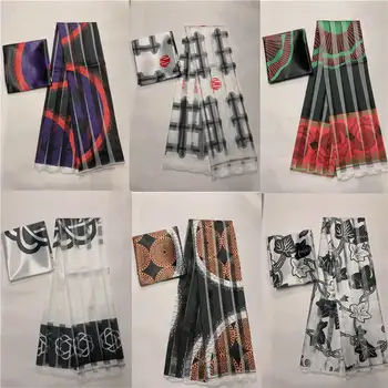 Ткань Органза в африканском стиле 3 + 3 ярда /комплект Изготовлена из высококачественного атласа и шелка, которую можно использовать в качестве юбки платья или другого украшения.