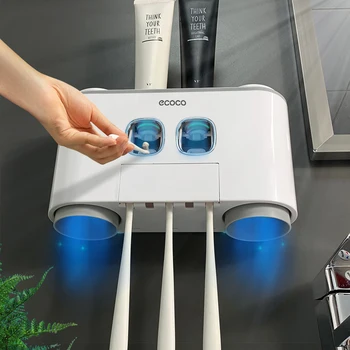 Автоматический дозатор зубной пасты GUNOT, Настенный пылезащитный Держатель для зубной щетки с чашками, Многофункциональные наборы аксессуаров для ванной комнаты