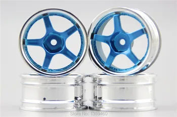 4шт 1/10 Touring & Drift Обод колеса W5S1CB (Хром + синяя окраска) смещение 4 мм подходит для 1: 10 Touring & Drift автомобилей 1/10 обода 10065