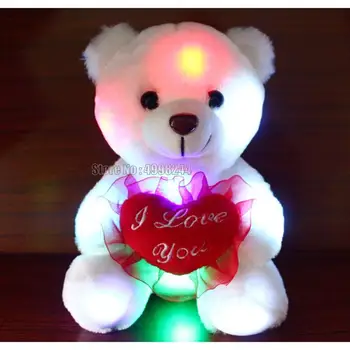 плюшевый мишка 22 см Heart Talk Мягкое животное со светодиодной подсветкой, светящиеся плюшевые милые плюшевые куклы, подарок для детей, игрушка 