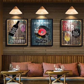 Декор стен кухни ресторана, Винтажный абстрактный винный плакат, печать на холсте, живопись, Европа, Настенное искусство, картины для бара, домашний декор