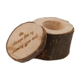 Свадебная винтажная деревянная шкатулка для колец в деревенском стиле Деревянный держатель для колец для годовщины помолвки Ювелирная шкатулка Craft