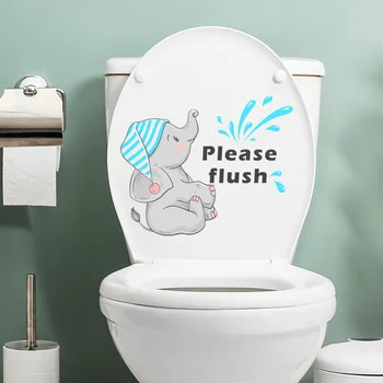 Русский Пожалуйста, промойте наклейку на стену в виде слона, наклейку на туалет, наклейку для украшения туалета, наклейку на стену из пасты