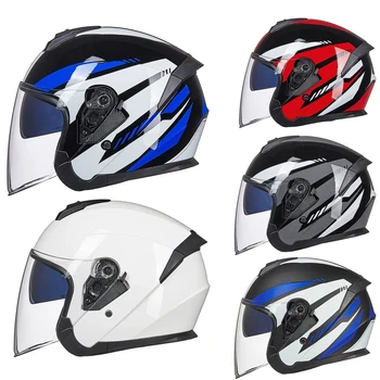 Мотоциклетный шлем для зимней езды на электровелосипеде, шлем для взрослых Four Seasons, Мужской И Женский Стиль, Двухобъективный аккумулятор, Защитный шлем для автомобиля