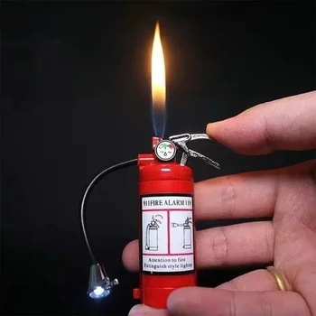 Огнетушитель, зажигалка-вспышка, Портативная Газовая зажигалка со светодиодной подсветкой, уникальные принадлежности для курения