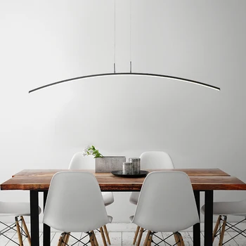Алюминиевые подвесные светильники в форме линии Nordic LED, гостиная, столовая, Кухня, ресторан, декор, Подвесные люстры Черного, белого цвета