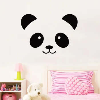 Креативная наклейка на стену со смайликом в виде мультяшной панды для детской комнаты, украшения спальни, наклейки, обои, милые наклейки для дома, фрески