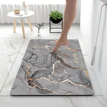 Скандинавские темно-серые 3D коврики с черным мраморным рисунком для кухонного пола, моющиеся коврики, коврик для входа в дом, коврик для ванной комнаты, нескользящий ковер