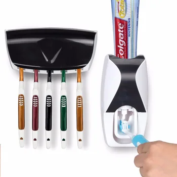 Креативный автоматический Дозатор зубной пасты, Набор из 5 держателей для зубных щеток, Настенная Подставка для инструментов и аксессуаров семейства зубных щеток