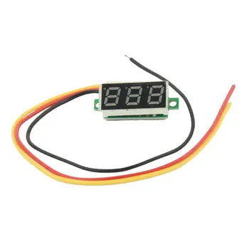 Мини-цифровой вольтметр постоянного тока 0-100 В, измеритель напряжения на светодиодной панели, 3-цифровой, с 3 проводами красного цвета