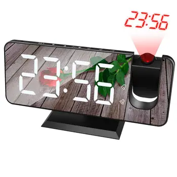 7,4-Дюймовый светодиодный цифровой проектор с часами повтора Акриловые Зеркальные Двойные Будильники Проекционные Часы пробуждения