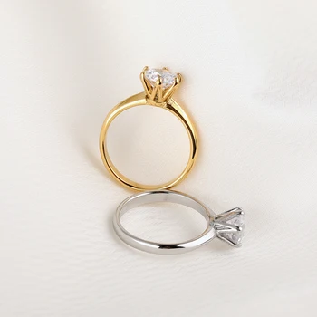 Классическое обручальное кольцо из нержавеющей стали для женщин с блестящим кубическим цирконием, кольцо для предложения, Юбилейные украшения