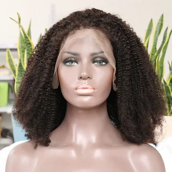 Афро Кудрявый кружевной фронтальный парик размером 13х4 мм из человеческих волос, девственные волосы, парики с U-образной частью, кружевная застежка с волосами младенца для чернокожих женщин