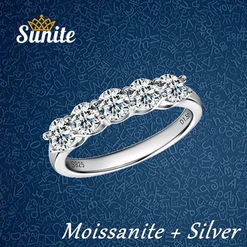 Кольца с бриллиантами из муассанита высокого качества Sunite всего 1,5 карата для женщин, сверкающий обручальный браслет Halo Lover, обручальные кольца Anillos