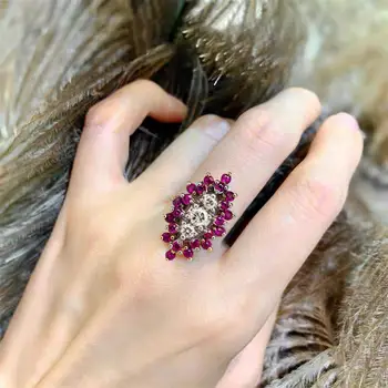 Дамы цирконий цветочный аксессуар кольцо обручальное кольцо покрытием для знакомств