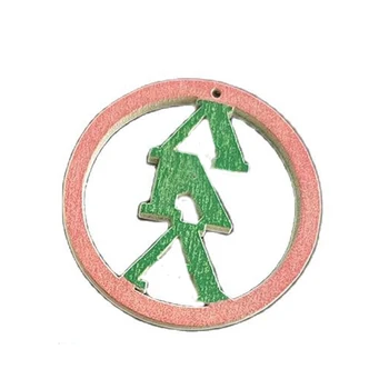 Розовый круглый деревянный брелок с греческим алфавитом lady charm