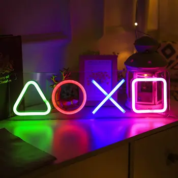 Неоновая вывеска, изготовленная на заказ, значок игры PS4, подсветка для настенной атмосферы, лампа Playstation, Светодиодное красочное освещение, бар, клуб, Арт-декор