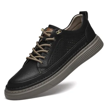 Модная мужская спортивная обувь из натуральной кожи на шнуровке, кроссовки для бега, повседневная обувь, большие размеры 38-47