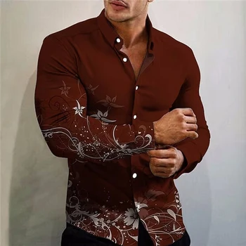 2023 Роскошная мужская одежда Vinta, повседневные рубашки с длинными рукавами и принтом, дизайнерский однобортный кардиган с отложным воротником