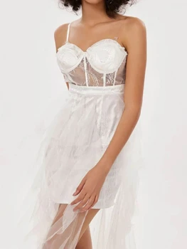 Женское модное сексуальное свадебное платье с сетчатым ремешком 2023 года