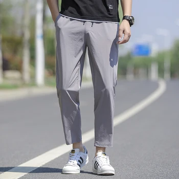 Летние мужские повседневные спортивные брюки из хлопка, мягкая эластичность, Облегающие брюки для бега трусцой, Тренировочные спортивные брюки, Уличная одежда