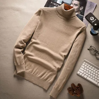 2023 новый мужской тонкий корейский свитер с высоким воротом, горячая распродажа, однотонная базовая рубашка с лацканами, вязаный свитер из чистого хлопка