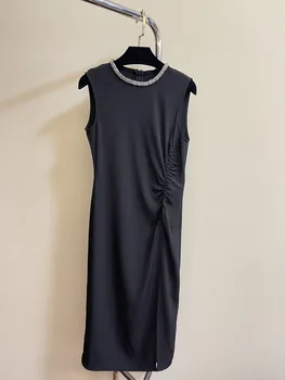 Платье без рукавов с плиссированной талией и облегающим силуэтом-новинка лета 20230416