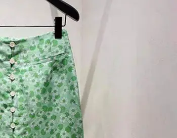 Женская летняя зеленая юбка fresh little Zou Ju, элегантная офисная юбка французского бренда, однобортная