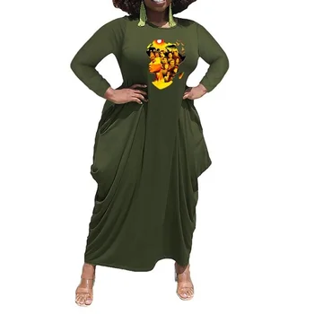 Платья с рисунком черного человека для женщин 2022 Африканские платья для женщин Одежда Kawaii Длинное платье макси