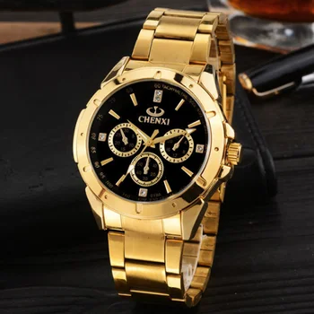 Reloj Hombre CHENXI Watch, Мужские Золотые часы, Модные Деловые кварцевые наручные часы из нержавеющей стали, мужские Дешевые цены, Бесплатная Доставка