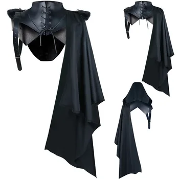 Модная однотонная мужская средневековая винтажная накидка-шаль