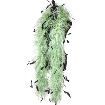 2 метра Боа из страусиных перьев, окрашенное в Ванильно-зеленый цвет, Шаль из разноцветных пушистых перьев, Свадебное платье, украшение одежды для карнавальной вечеринки