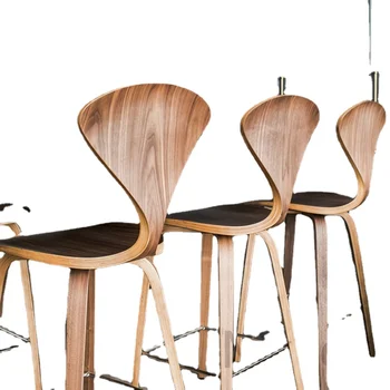 Деревянный обеденный стул Креативный стул для отдыха в американском ретро индустриальном стиле со спинкой Обеденные стулья из массива дерева Кухонная мебель для домашних животных